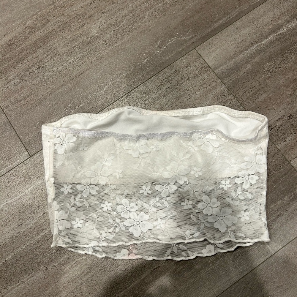 Shein White Strapless‎ Lace Top - Picture 2 of 2